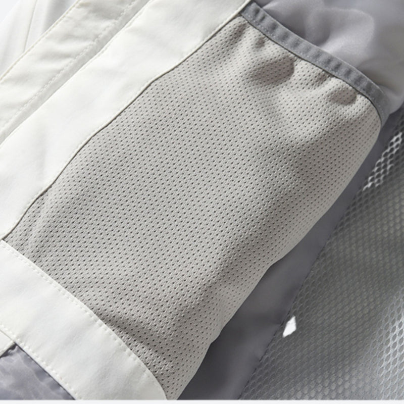 Waterproof 2L snow jacket and bib pants set - white lime and light blue colorblock, for cold-weather winter sports