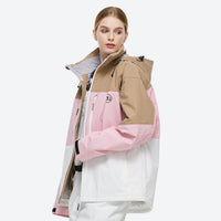 
                  
                    Waterproof 2L snow jacket and bib pants set - tan pink and white colorblock jacket with white pants 51
                  
                