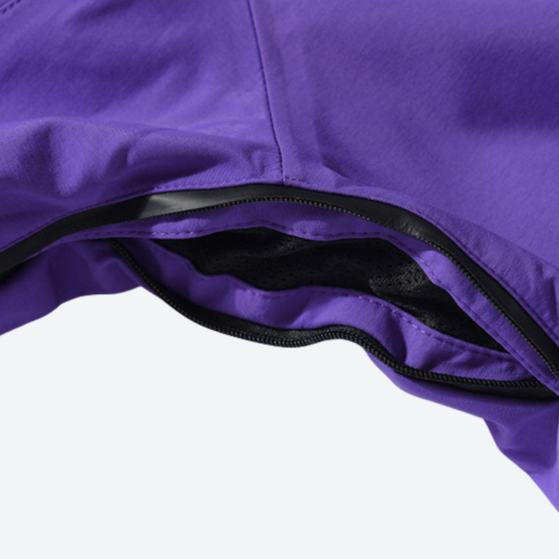 Waterproof 2L snow jacket and bib pants set - purple, hem interior close-up detail, for powder and piste riding