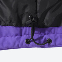 
                  
                    Waterproof 2L snow jacket and bib pants set - purple, hem drawcord close-up detail, for resort and backcountry days
                  
                