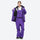 Breathable 2-layer ski jacket with suspender pants - purple, open front interior lining detail, for powder and piste riding
