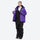 Unisex colorblock snowboard jacket and bibs - purple jacket with black pants, for cold-weather winter sports