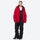 Breathable 2-layer ski jacket with suspender pants - red jacket with black pants, for resort and backcountry days