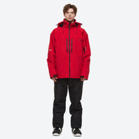 
                  
                    Breathable 2-layer ski jacket with suspender pants - red jacket with black pants, for skiing and snowboarding
                  
                