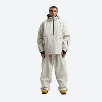 
                  
                    Men's waterproof 2L anorak snow jacket and pants - cream jacket with cream pants, for skiing and snowboarding
                  
                