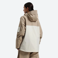 
                  
                    Women's breathable 2-layer snowboard jacket and pants - tan and cream colorblock, for powder days and winter commute
                  
                