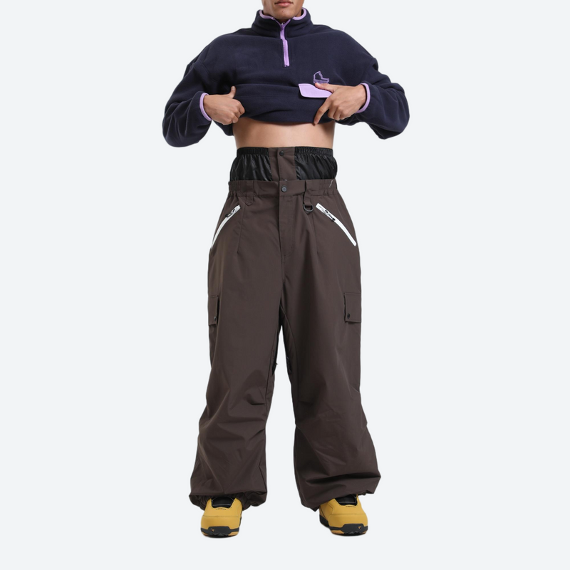 Waterproof 3L cargo snow pants - coffee brown snow pants, for powder days and winter commute