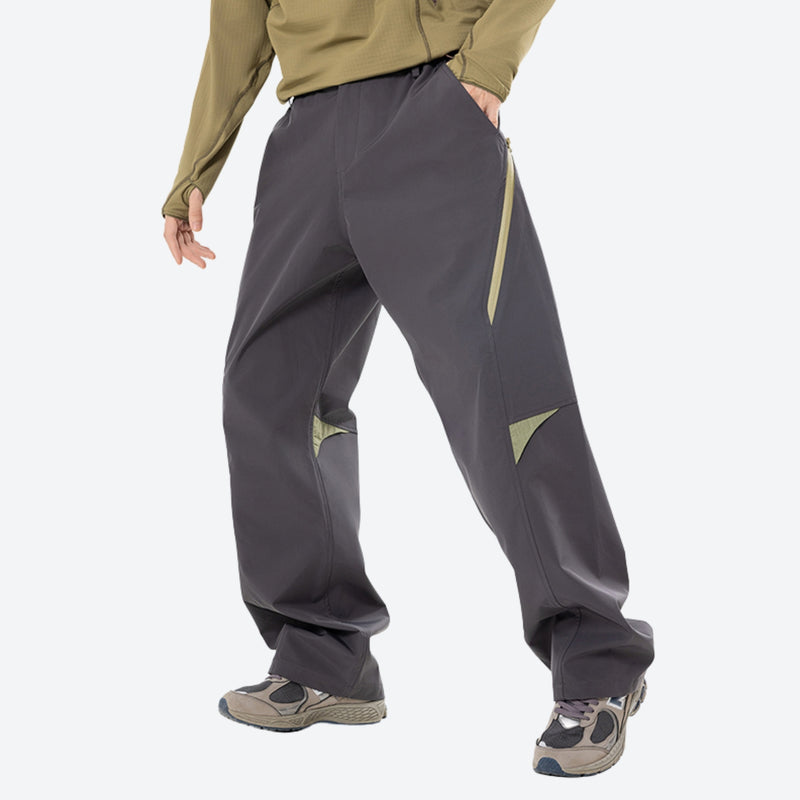 Unisex water-repellent cargo hiking pants - dark gray cargo hiking pants with olive top, for hiking and trail walking