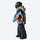 Kids breathable 2-layer graffiti print ski set - purple panel print kids jacket with black pants, for family resort trips