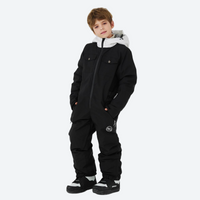 
                  
                    Kids breathable 2-layer jumpsuit ski suit - black kids one-piece snow suit, for family resort trips
                  
                