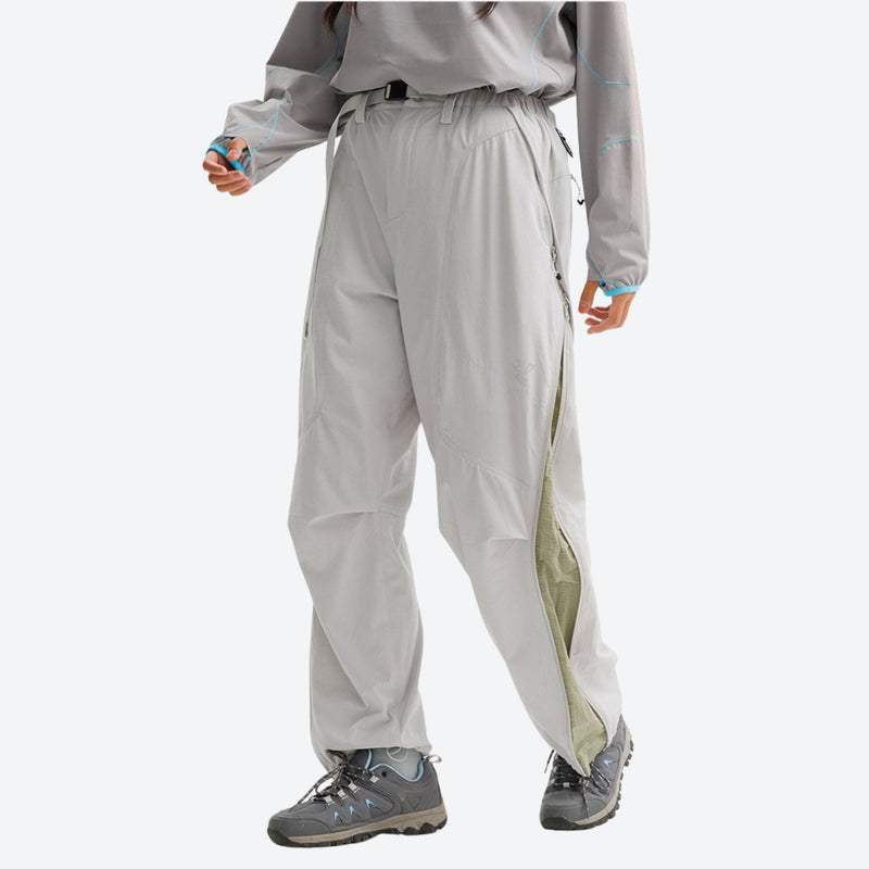 Unisex water-repellent cargo hiking pants - off-white cargo hiking pants with gray top, for camping and outdoor weekends