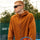 UPF50 coolmax crinkled sun protection jacket - orange brown coolmax sun jacket on men with sunglasses