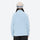Breathable quick-dry fleece liner for layering - light blue fleece liner jacket on women with beanie, back standing view