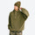 Breathable hooded pullover anorak with snap front - olive hooded mid-layer pullover with beanie, for travel and city walks