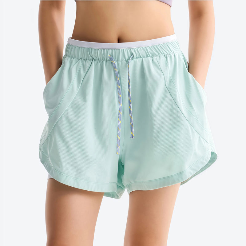 Women's quick-dry shorts with built-in yoga liner - mint quick-dry shorts with built-in yoga liner, for warm-weather training