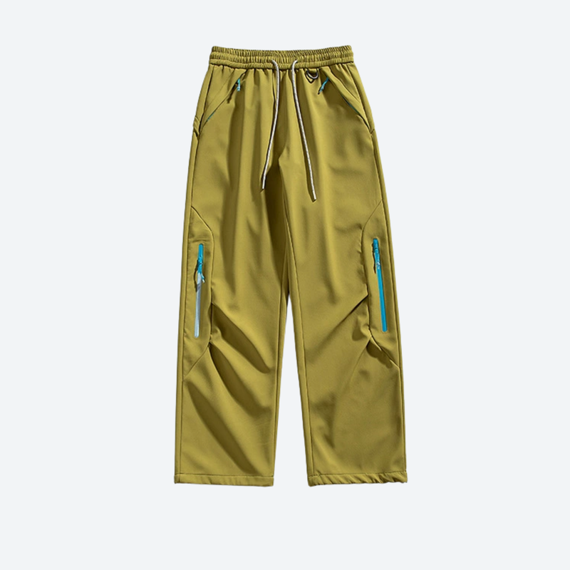 Water-repellent fleece hiking pants for cold days - yellow fleece-lined hiking pants, for hiking and trail walking