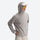 Breathable quick-dry pullover with funnel hood - light gray hooded mid-layer pullover on men with cap