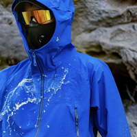 
                  
                    Women's waterproof 3L hardshell ski jacket - blue, hood close-up with water splash, for cold-weather winter sports
                  
                