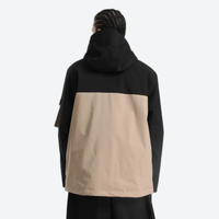 
                  
                    Men's colorblock ski pullover set - black and tan colorblock, on-model back hood view, for skiing and snowboarding
                  
                