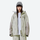 Women's 2-layer snowboard jacket and pants - sage green rabbit print jacket with white tee, front view with open jacket
