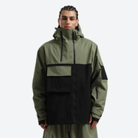 
                  
                    Men's breathable 2-layer snowboard jacket and pants - olive green and black colorblock, for resort and street wear
                  
                