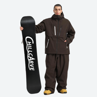 
                  
                    Men's waterproof 2L snow jacket and pants - coffee brown jacket with coffee pants, for skiing and snowboarding
                  
                