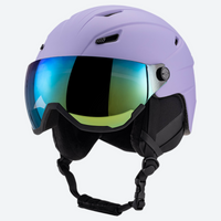 
                  
                    Ember lighter stronger snow helmet with mirror goggles - matte lavender snow helmet with mirror goggles, side view
                  
                