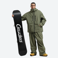 
                  
                    Men's waterproof 2L snow jacket and pants - olive green jacket with olive pants, for skiing and snowboarding
                  
                