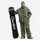 Men's waterproof 2L snow jacket and pants - olive green jacket with olive pants, for skiing and snowboarding