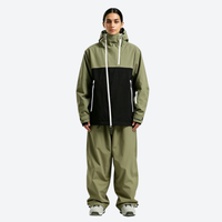 
                  
                    Women's breathable 2-layer snowboard jacket and pants - olive green and black colorblock jacket with olive pants
                  
                