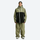 Women's breathable 2-layer snowboard jacket and pants - olive green and black colorblock jacket with olive pants