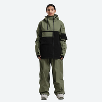 
                  
                    Women's breathable 2-layer snowboard jacket and pants - olive green and black colorblock jacket with olive pants
                  
                