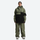 Women's breathable 2-layer snowboard jacket and pants - olive green and black colorblock jacket with olive pants