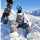 Unisex snowboard bib pants - gray bib pants with white top, for resort and street wear