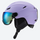 Lightweight ski helmet with integrated goggle look - matte lavender snow helmet with mirror goggles, three-quarter view