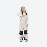 
                  
                    Kids breathable snowboard jacket and bib pants set - cream bib pants with black knee patches
                  
                