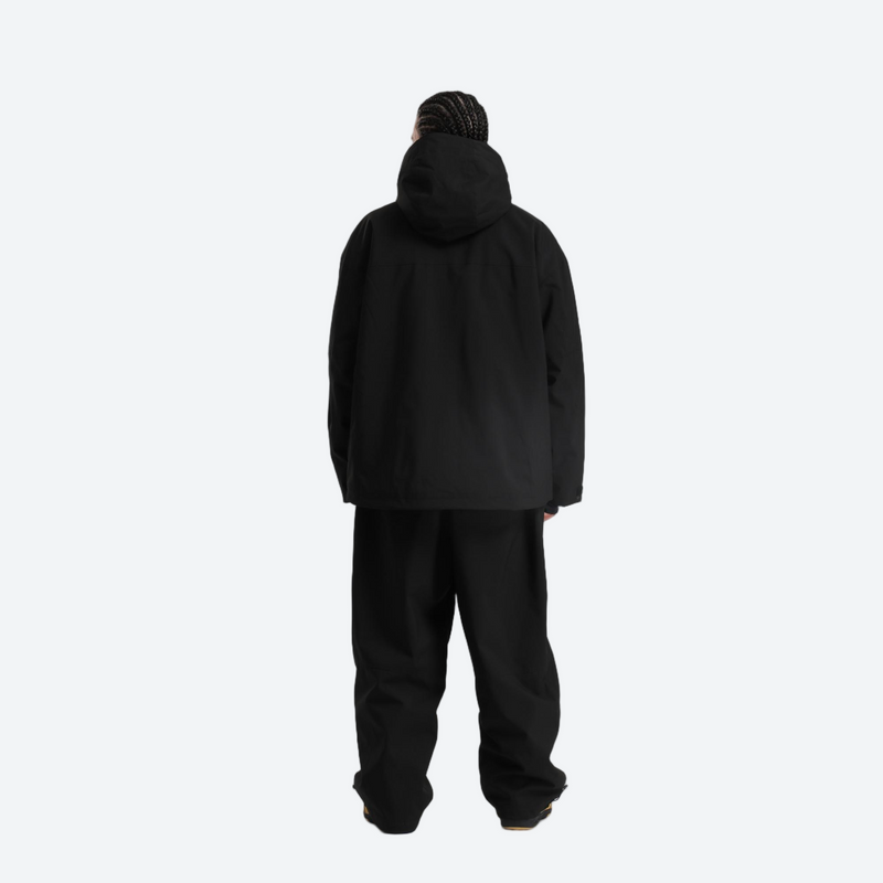 Men's 2-layer snowboard jacket and pants set - black jacket with black pants, for skiing and snowboarding