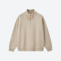 
                  
                    Unisex boxfleece half-zip sweatshirt - oatmeal beige boxfleece half-zip sweatshirt, for camping and outdoor weekends
                  
                