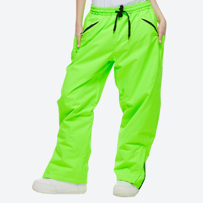 Unisex 2-layer snowboard jacket and pants - neon green snow pants, for cold-weather winter sports