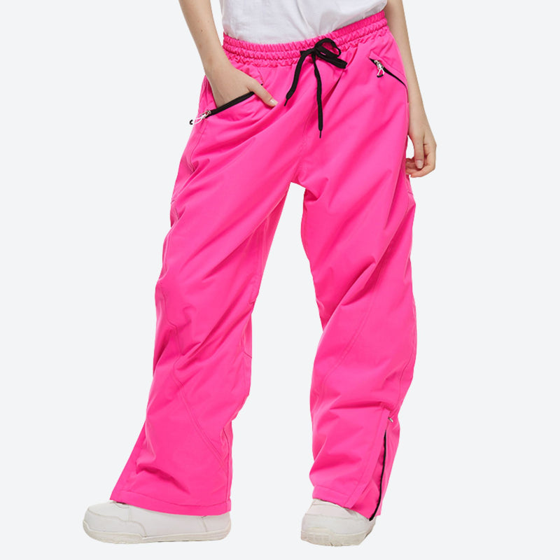 Unisex waterproof 2L snow jacket and pants - rose red snow pants, for skiing and snowboarding