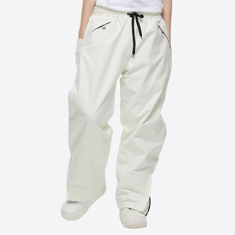 Breathable anorak ski jacket in candy colors - white snow pants, on-model front view, for skiing and snowboarding