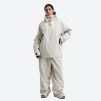 
                  
                    Women's breathable 2-layer snowboard jacket and pants - cream jacket with cream pants, for skiing and snowboarding
                  
                