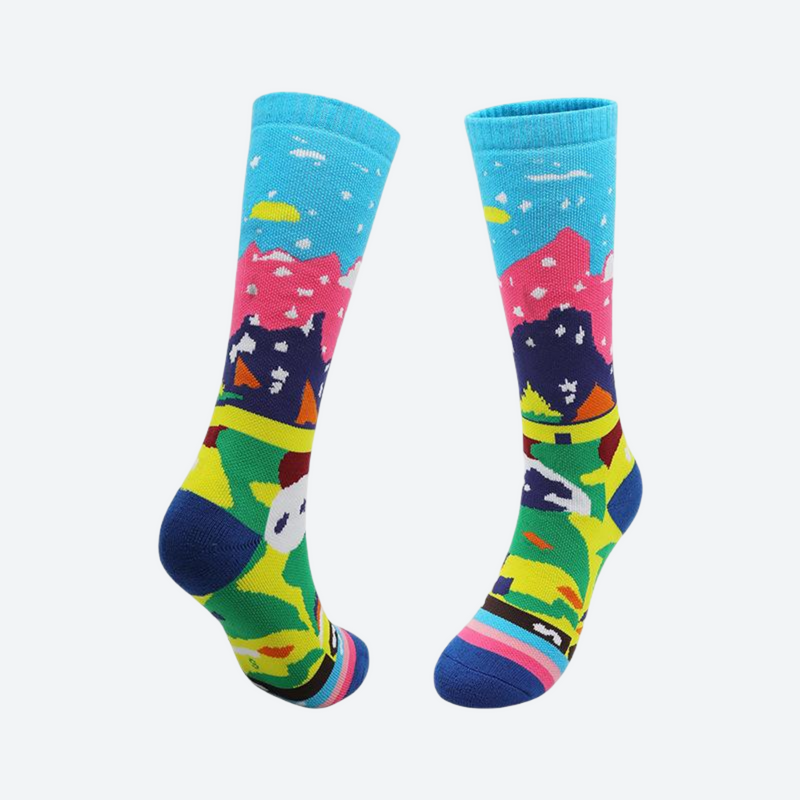 Kids compression merino wool ski socks - kids print merino ski socks, for cold-weather school days