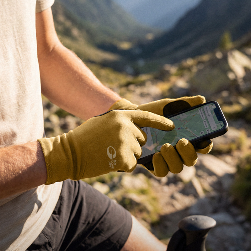 Merino wool hiking gloves breathable touchscreen - mustard merino wool hiking gloves, for trekking and mountaineering