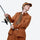 Coolmax sun jacket UPF50 with hood - orange brown coolmax sun jacket on men with cap, for fishing and water days