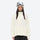 Breathable quick-dry fleece liner for layering - cream fleece liner jacket on women with goggles, front standing view