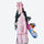 Kids waterproof 2L print snow anorak and pants - pink white kids bibs, for family resort trips