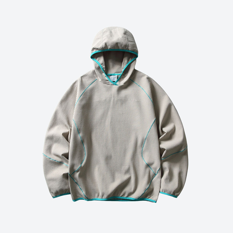Breathable comfort mid-layer hoodie - hooded mid-layer pullover, ghost product view in light gray, for travel and city walks