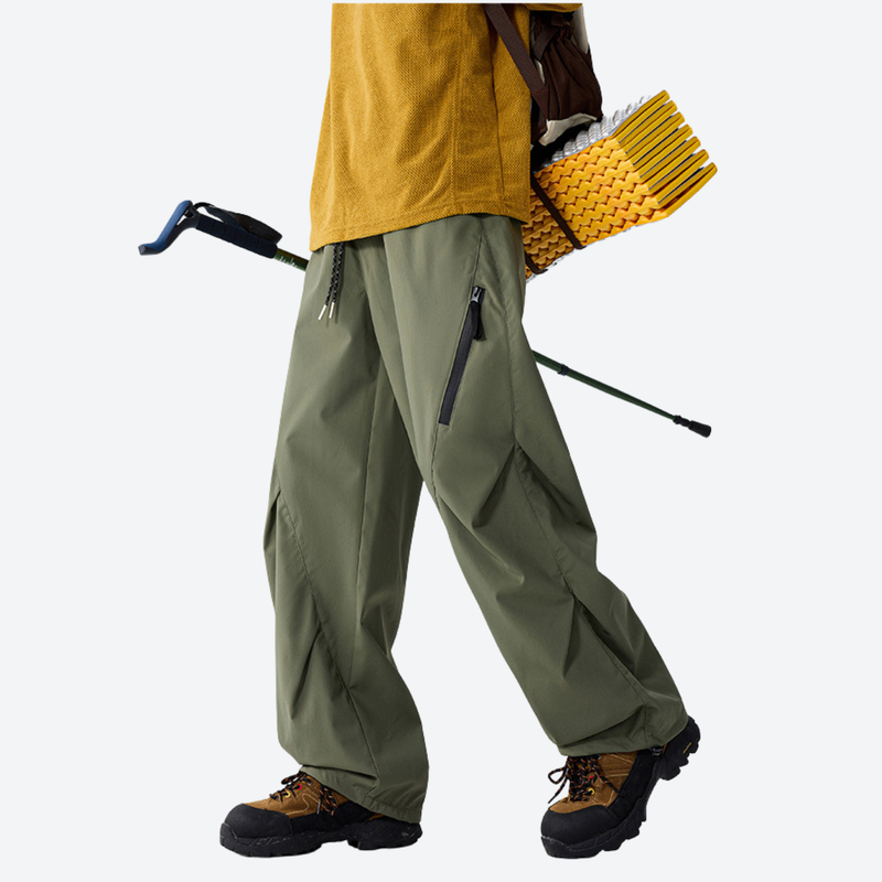 Breathable 650+ fill power duck down snow pants - olive down pants with yellow top, for skiing and snowboarding