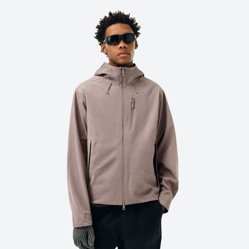 Unisex seamless waterproof softshell jacket - mauve softshell jacket, on-model front view, for resort and street wear